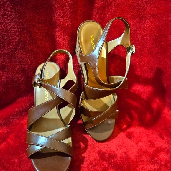 Franco Sarto Brown Wedge Heel Sandals -Size 8.5M - Picture 7 of 9